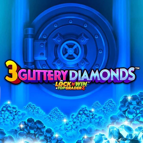 3 Glittery Diamonds slot logo by PearFiction Studios at Blaze Spins Casino