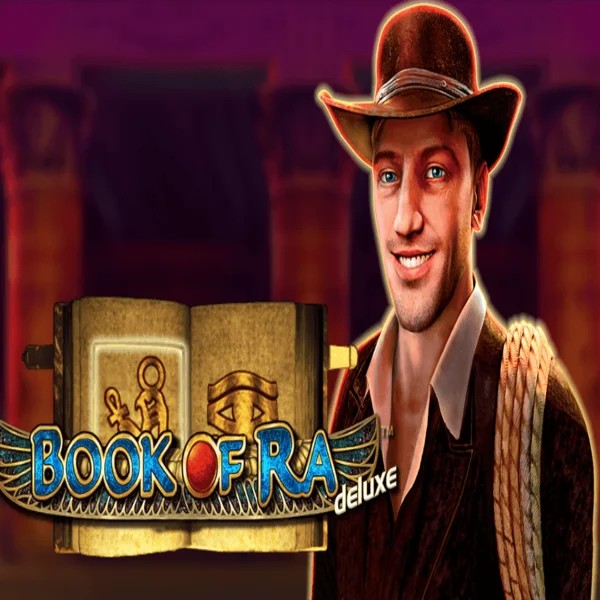 Book of Ra Deluxe online game logo by Novomatic on blazesspinscasino.com