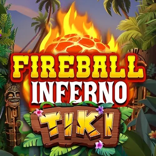 Official Slots logo: Fireball Inferno Tiki by NetEnt at Blaze Spins Casino