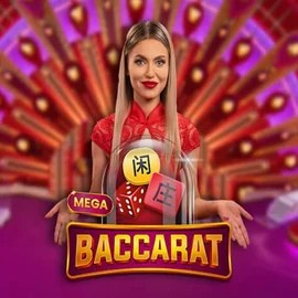 Mega Baccarat online game logo by Pragmatic Play on blazesspinscasino.com