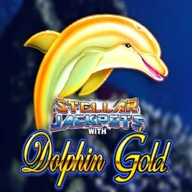 Dolphin Gold with Stellar Jackpots slot logo by Lightning Box Game at Blaze Spins Casino